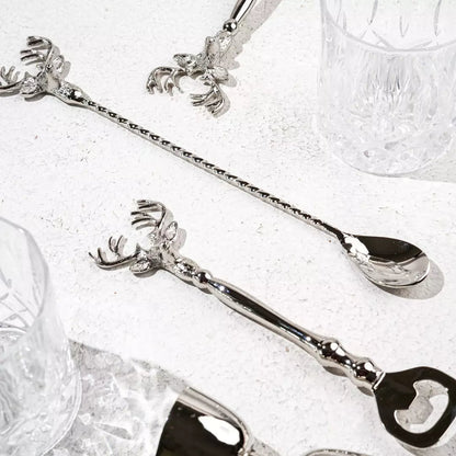 Saarang Bar Set | Lead - free Brass | Set of 4 | Gift Set | Silver Bar Set | Verified Sustainable by Brown Living™
