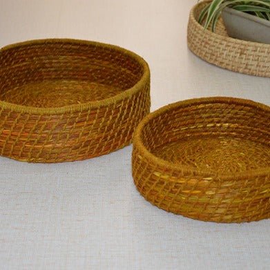 Sabai & Jute Round Utility Baskets (Set of 2) – Baskets & Boxes on Brown Living™. SKU: SBJBAS005A. Img 2.