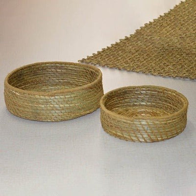 Sabai & Jute Round Utility Baskets (Set of 2) – Baskets & Boxes by DHARINI available on Brown Living™. Green . SKU: SBJBAS005A. Img 106.