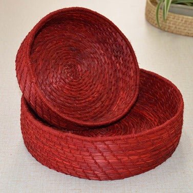 Sabai & Jute Round Utility Baskets (Set of 2) – Baskets & Boxes on Brown Living™. SKU: SBJBAS005B. Img 5.