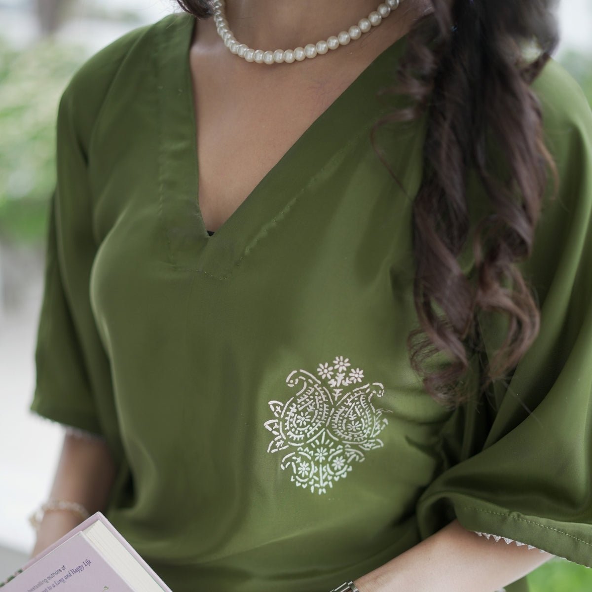 Sage Real Silver Silk Kaftan | Verified Sustainable by Brown Living™