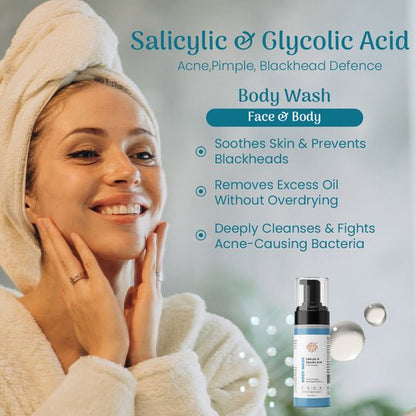 Salicylic & Glycolic Acid Foaming Body Wash | Acne Defence | Verified Sustainable by Brown Living™