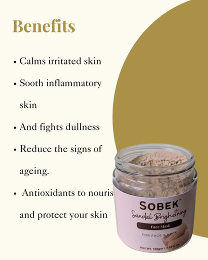 Sandal Brightening Powder Face Mask Pack 100 g | Verified Sustainable by Brown Living™