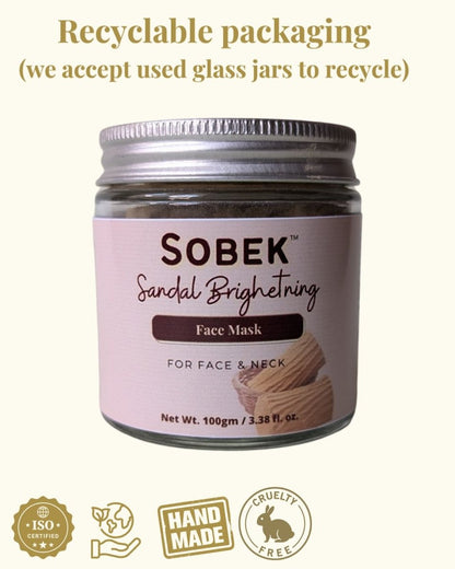 Sandal Brightening Powder Face Mask Pack 100 g | Verified Sustainable by Brown Living™