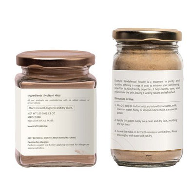 Sandalwood Powder 100g and Multani Mitti 150g - Face Pack Combo – Face Pack on Brown Living™. SKU: ECOTYL000173925. Img 2.