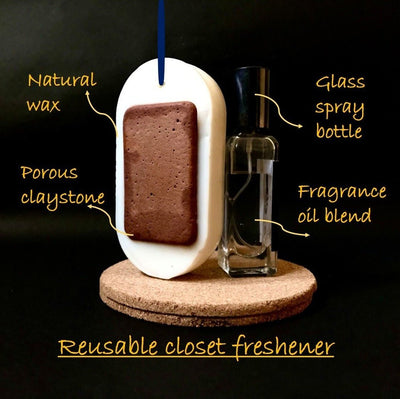 Sandalwood Vanilla fragrance - Red Claystone Closet Freshener – Candles & Fragrances on Brown Living™. SKU: BLSPGCSFSLV1. Img 3.