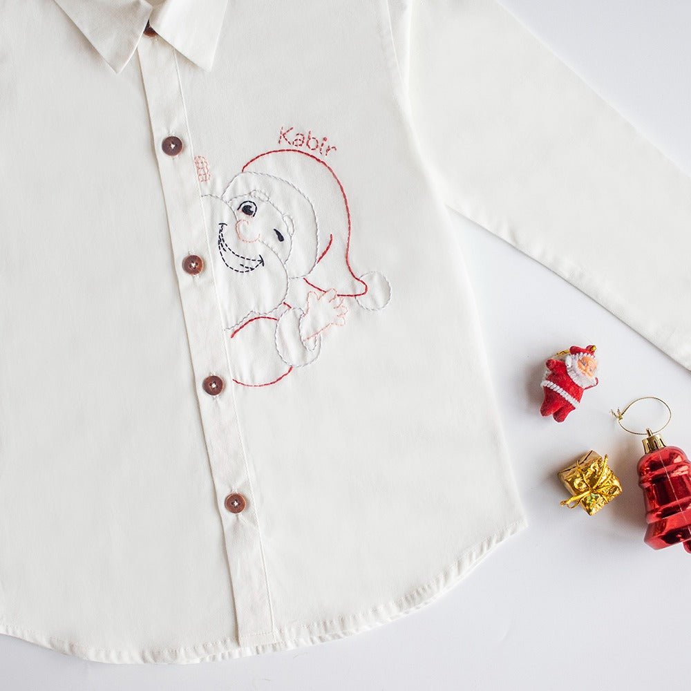 Santa Personalised Embroidered Formal Shirt | Verified Sustainable by Brown Living™