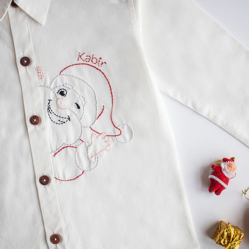 Santa Personalised Embroidered Formal Shirt | Verified Sustainable by Brown Living™