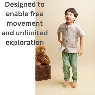 Sap Green Nature Wear Cotton Trousers – Kids Pants on Brown Living™. SKU: SCBT(SG) - 01. Img 5.