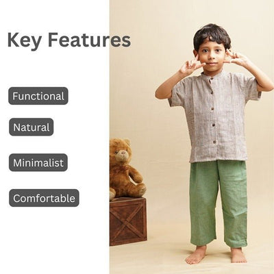Sap Green Nature Wear Cotton Trousers – Kids Pants on Brown Living™. SKU: SCBT(SG) - 01. Img 6.