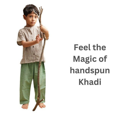 Sap Green Nature Wear Cotton Trousers – Kids Pants on Brown Living™. SKU: SCBT(SG) - 01. Img 3.