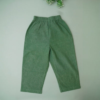 Sap Green Nature Wear Cotton Trousers – Kids Pants on Brown Living™. SKU: SCBT(SG) - 01. Img 1.