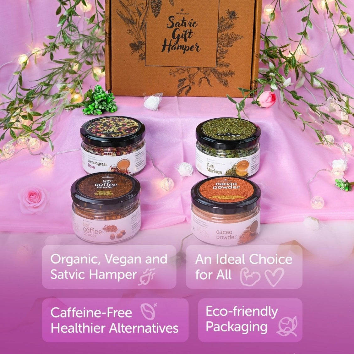 Sattvic Gift Hamper - Organic Tea & Coffee Alternatives – Tea on Brown Living™. SKU: 1SG - TCA. Img 2.