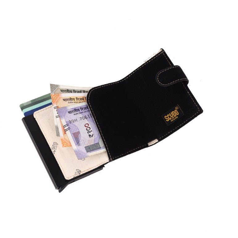 Scudo Slim Wallet - Fresco - Black | Vegan Wallet | Made with canvas | Verified Sustainable by Brown Living™