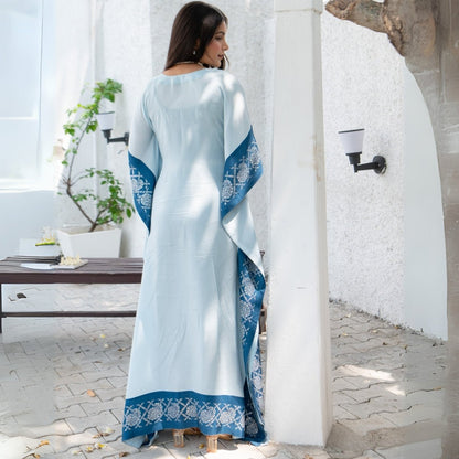 Sea breeze real silver Habutai silk kaftan | Verified Sustainable by Brown Living™