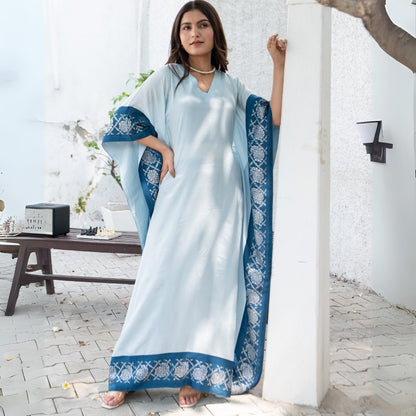 Sea breeze real silver Habutai silk kaftan | Verified Sustainable by Brown Living™