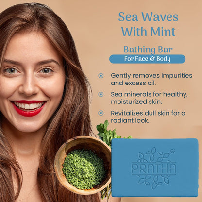 Sea Waves with Mint | Cold Process Handmade Soap | Verified Sustainable by Brown Living™