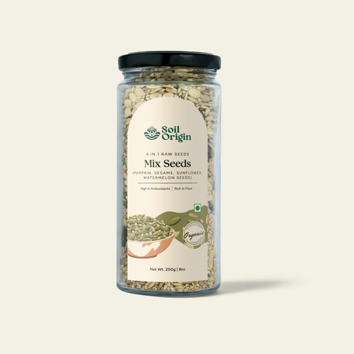 Seed Mix | 4 - in - 1 | Raw| Fiber & Protein - Rich | 250g | Verified Sustainable by Brown Living™