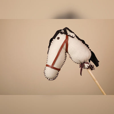 Serene Off White Hobby Horse – Classic Ride - On Toy – Role & Pretend Play Toys on Brown Living™. SKU: HH03W. Img 1.