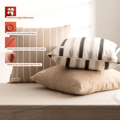 Serengeti Beige Cotton Cushion Cover | Verified Sustainable by Brown Living™