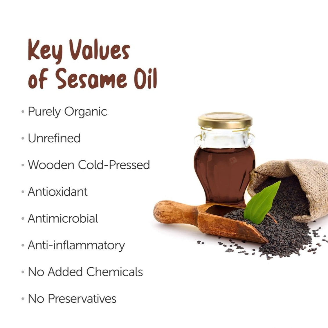 Sesame Oil 1000ml - Cold - Pressed, Organic | Verified Sustainable by Brown Living™