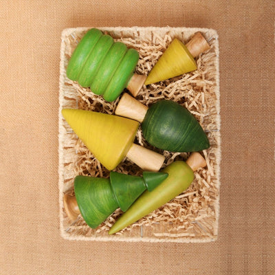 Set A Forest Trees – 6 - Piece Wooden Nature Toy – Role & Pretend Play Toys on Brown Living™. SKU: WT6A. Img 2.