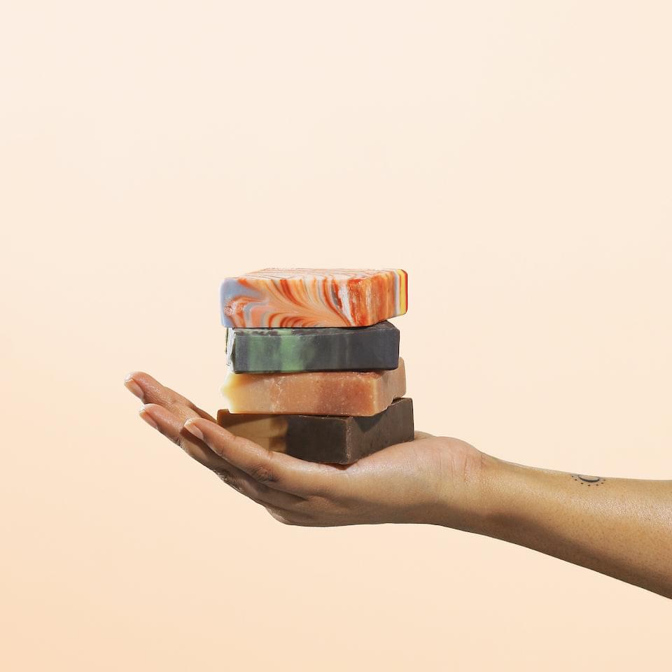 Set of 4 Handmade Cold process Soaps With Virgin Oils & Butters - Great Gifts | Verified Sustainable by Brown Living™