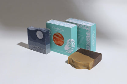 Set of 4 Handmade Cold process Soaps With Virgin Oils & Butters - Great Gifts | Verified Sustainable by Brown Living™