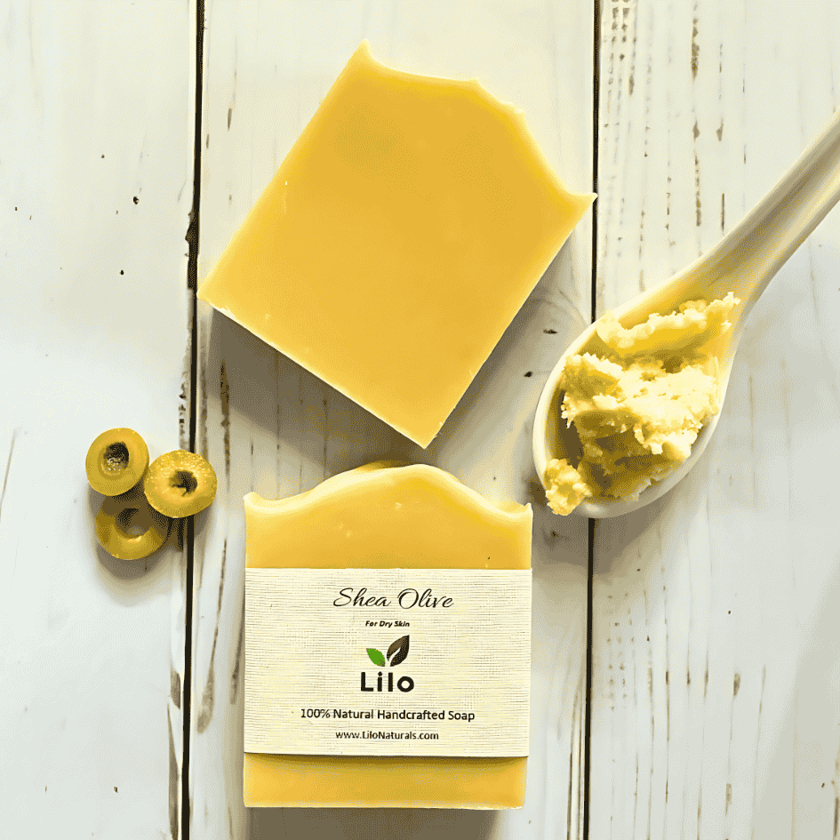 Shea Olive Bar Soap with Organic Shea Butter for Nourished Skin – Body Soap by Lilo Naturals available on Brown Living™. . SKU: S10008. Img 1.