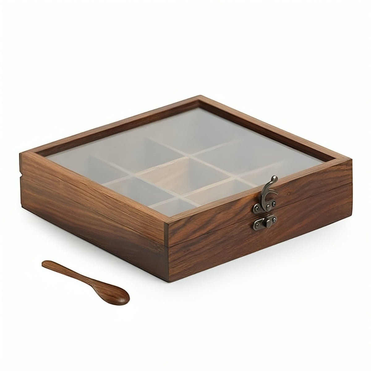 Sheesham Wood 8 Compartment Spice Holder | Verified Sustainable by Brown Living™