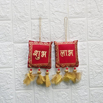 Sustainable Shubh Labh Hangings (Red) – Wall Decor on Brown Living™. SKU: MJ00028DR. Img 1.