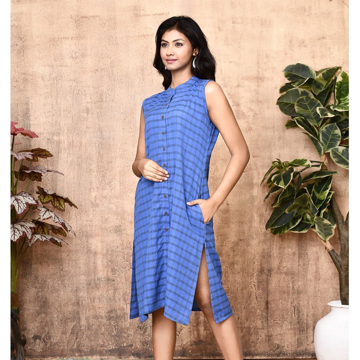 Sija Blue Handloom Cotton Kurta | Verified Sustainable by Brown Living™