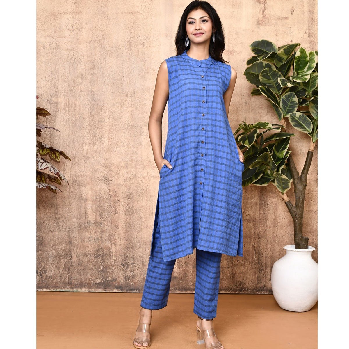 Sija Blue Handloom Cotton Kurta | Verified Sustainable by Brown Living™