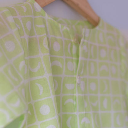 Sleepover Party Cotton Kurta & Shorts Set - Lime Green | Verified Sustainable by Brown Living™