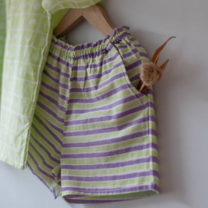 Sleepover Party Cotton Kurta & Shorts Set - Lime Green | Verified Sustainable by Brown Living™