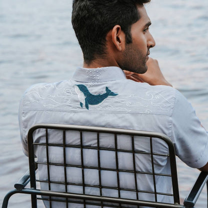 Soaring Whale Eco - Friendly Casual Shirt with Hand Embroidery | Verified Sustainable by Brown Living™