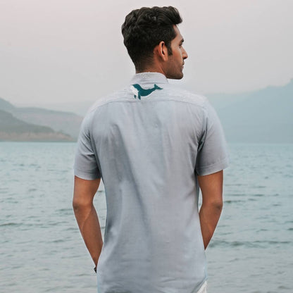 Soaring Whale Eco - Friendly Casual Shirt with Hand Embroidery | Verified Sustainable by Brown Living™