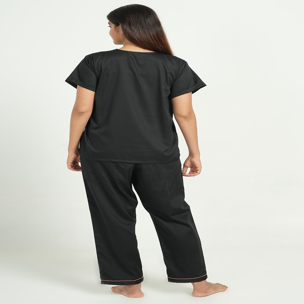 Solid Black Cotton Shirt & Pant Co - ord Set – Loungewear | Verified Sustainable by Brown Living™