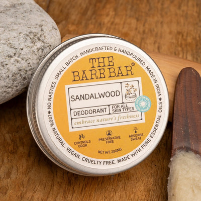 Soothing Sandalwood Deodorant for Everyday Comfort – Deodorant by The Bare Bar available on Brown Living™. 20gm . SKU: 8904448005387. Img 1.