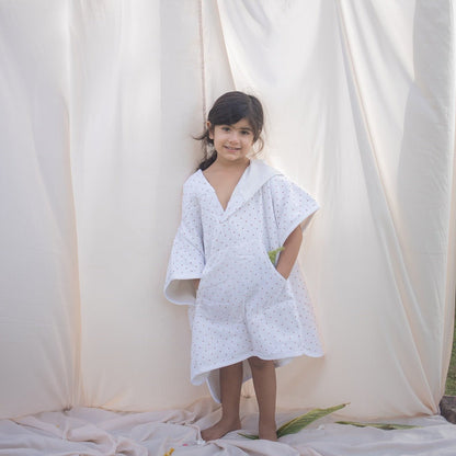 Spottie Dottie Poncho Style Baby Bath Towel – Organic Cotton – Bath Accessories on Brown Living™. SKU: MM - 02 - 0006. Img 1.
