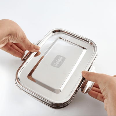 Steel - On: Oven - Safe Steel Lunch Box – Kitchen Tools on Brown Living™. SKU: Veigo_SteelOn_930_Partition. Img 1.
