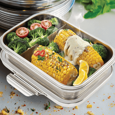 Steel - On: Oven - Safe Steel Lunch Box – Kitchen Tools on Brown Living™. SKU: Veigo_SteelOn_930_Partition. Img 13.