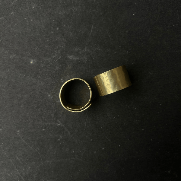 Stippling Band Ring | Handcrafted in pure Brass | Adjustable Ring | Verified Sustainable by Brown Living™