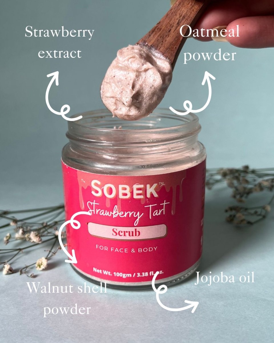 Strawberry Tart Face and Body Scrub - Paraben & SLS Free – Face Scrub by Sobek Naturals available on Brown Living™. 100 grams . SKU: SOB - SCRUB - 11. Img 2.