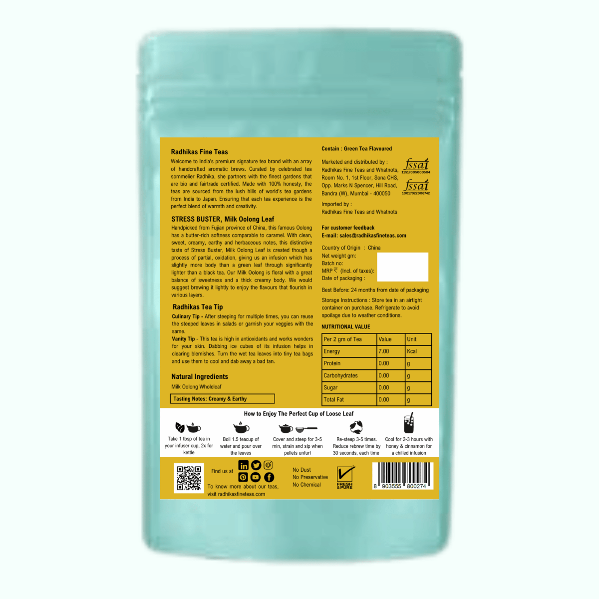 STRESS BUSTER Milk Oolong Leaf - A Tea for Relaxation and Vitality – Tea by Radhikas Fine Teas and Whatnots available on Brown Living™. . SKU: 224 - 13185 - 8903555800274. Img 7.