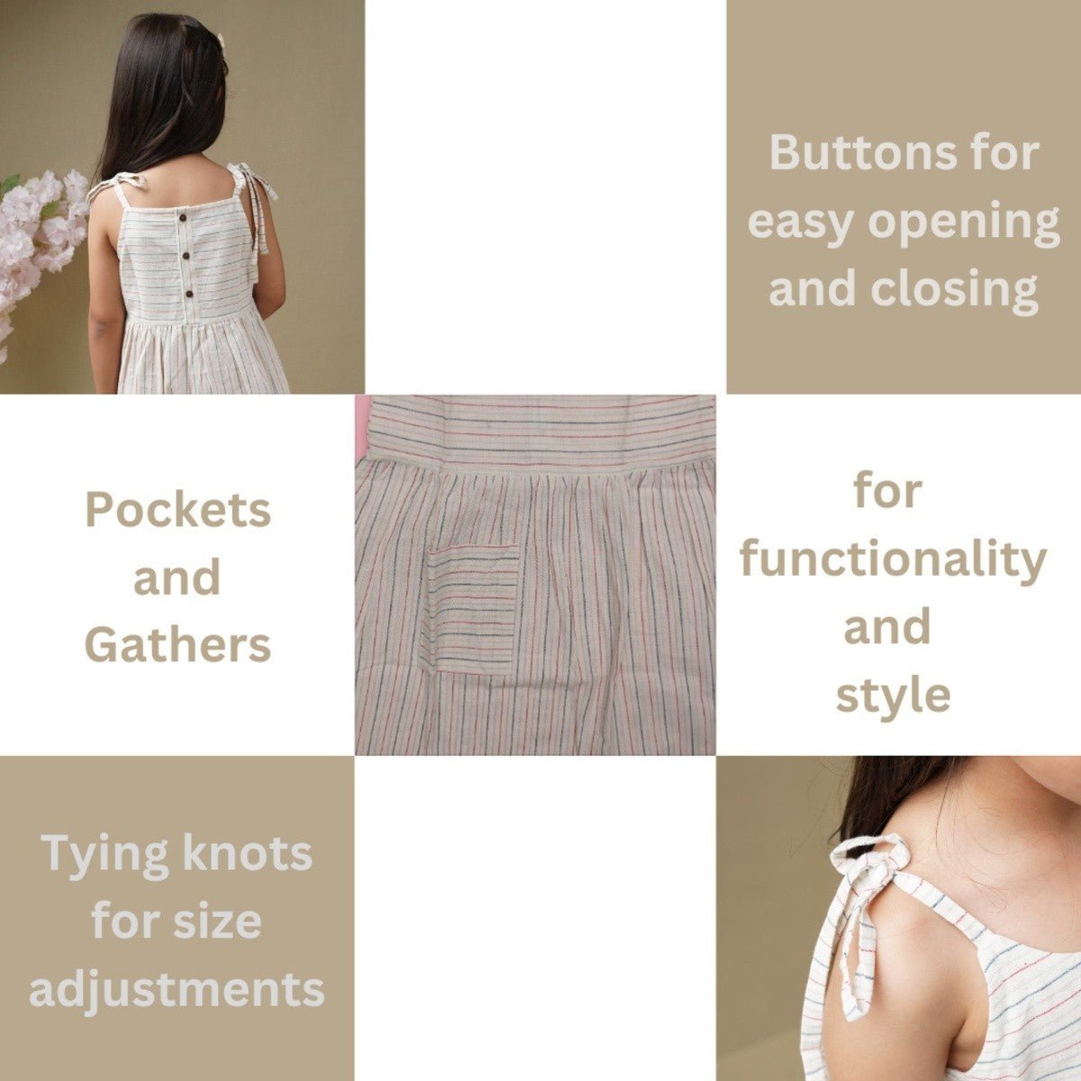 Striped Sleeveless Girls Frock with Adjustable Strap – Kids Frocks & Dresses on Brown Living™. SKU: SCGSFD1. Img 5.