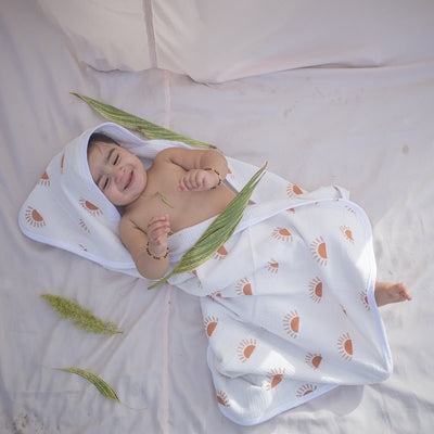 Sunburst Peek - a - boo Hooded Towel – Organic Cotton Bath Wrap – Bath Accessories on Brown Living™. SKU: MM - 01 - 0005. Img 1.