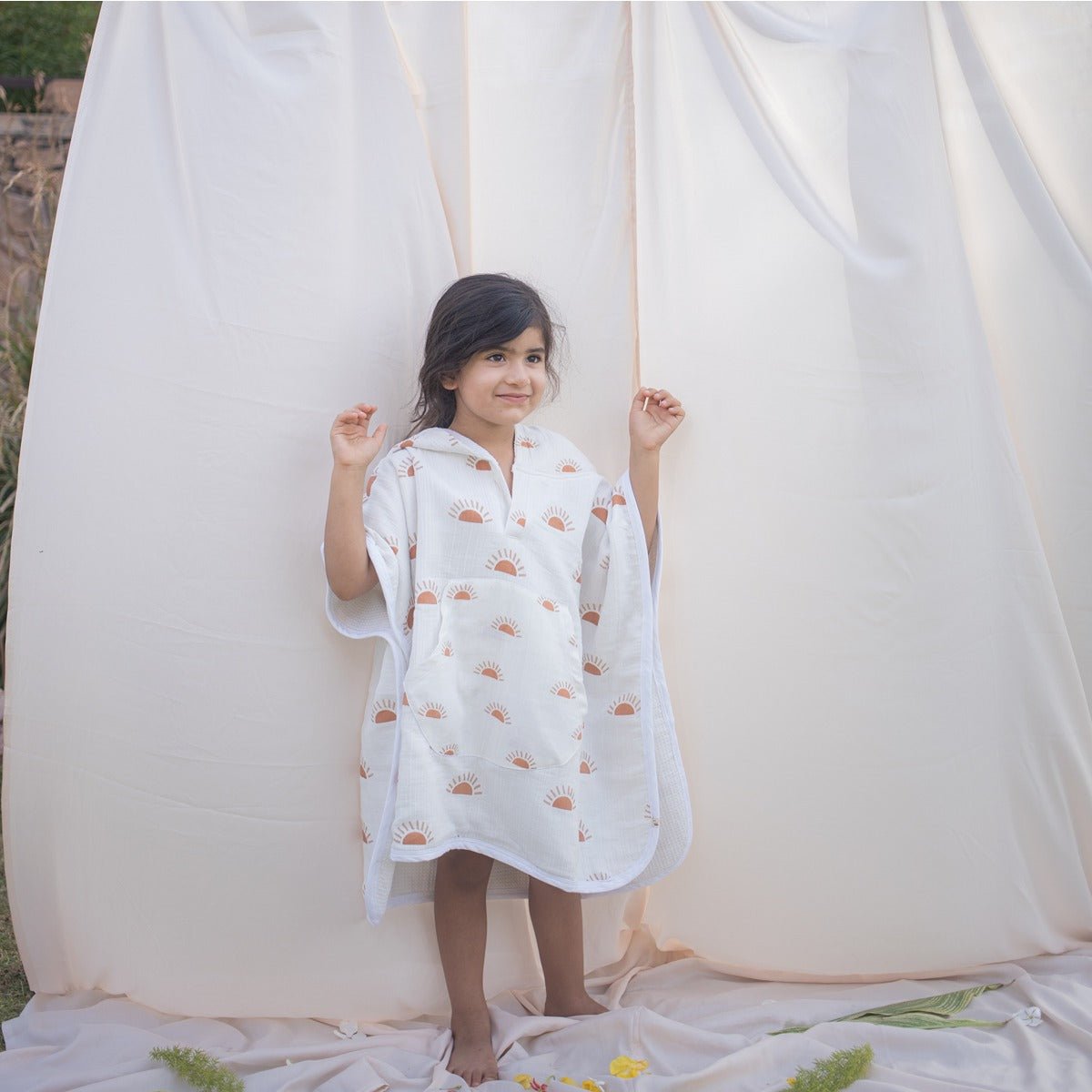 Sunburst Poncho Style Baby Bath Towel – Organic Cotton | Verified Sustainable by Brown Living™