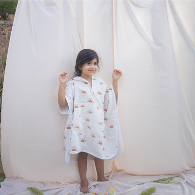 Sunburst Poncho Style Baby Bath Towel – Organic Cotton – Bath Accessories on Brown Living™. SKU: MM - 01 - 0006. Img 5.