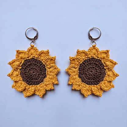 Sunflower Hand Crochet Earring – Womens Earrings by Wishing Treasure available on Brown Living™. . SKU: WTESUNF2. Img 3.